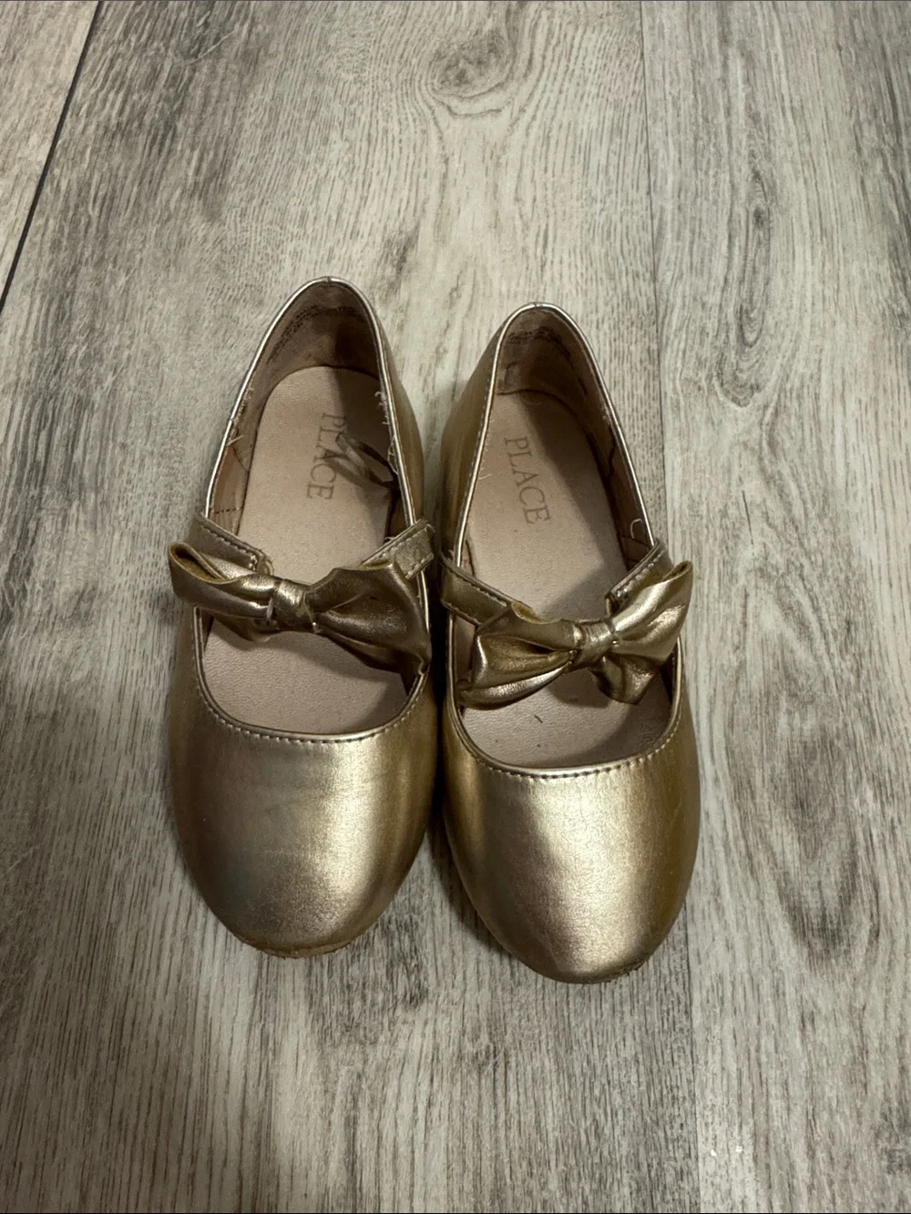 The Children's Place Metallic Gold Bow Mary Jane Flats